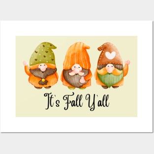 It's fall y'all Gnomes Halloween Autumn Thanksgiving Christmas and Fall Color Lovers Posters and Art